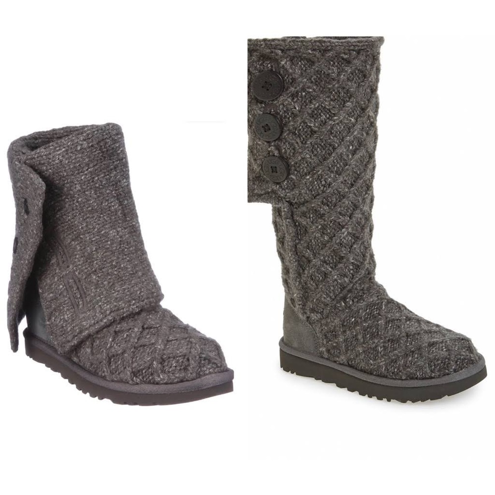 Ugg Women’s Size 7 Lattice Cardy Boots in Charcoal
